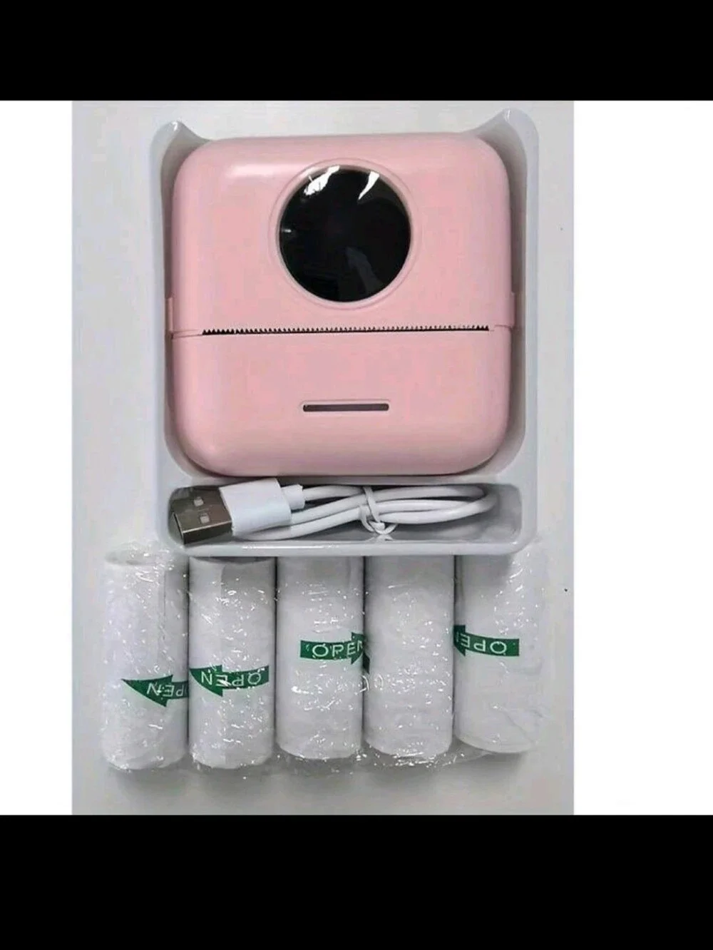 BRAND NEW ** Portable Pink Thermal Label Printer With 5 Extra Paper Rolls